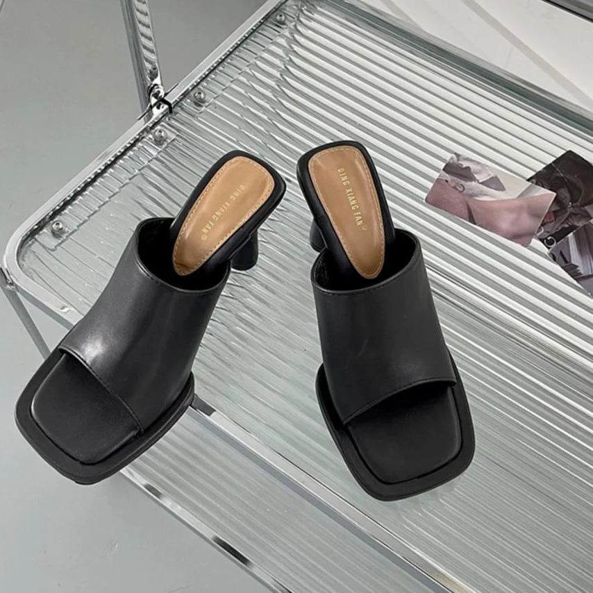 Urban Square Toe High Heel Sandals - GlamoROZ