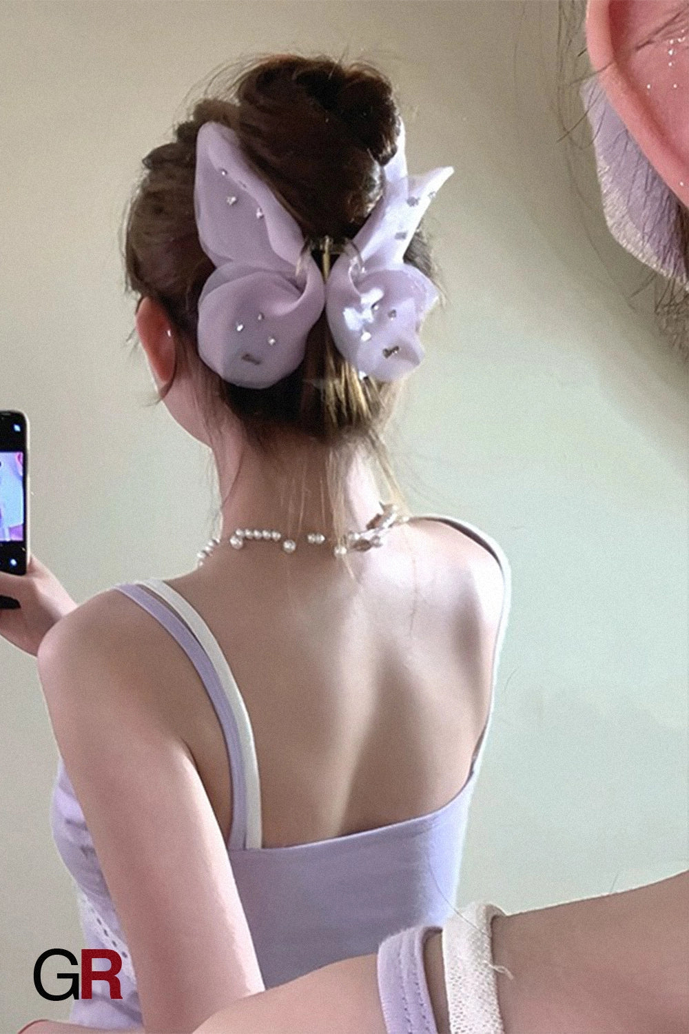 New Tulle Butterfly High-grade Headdress Barrettes Women's French Retro Simple Mesh Solid Color French Super Fairy Grip