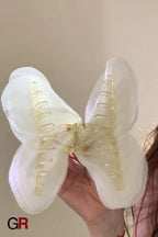 New Tulle Butterfly High-grade Headdress Barrettes Women's French Retro Simple Mesh Solid Color French Super Fairy Grip