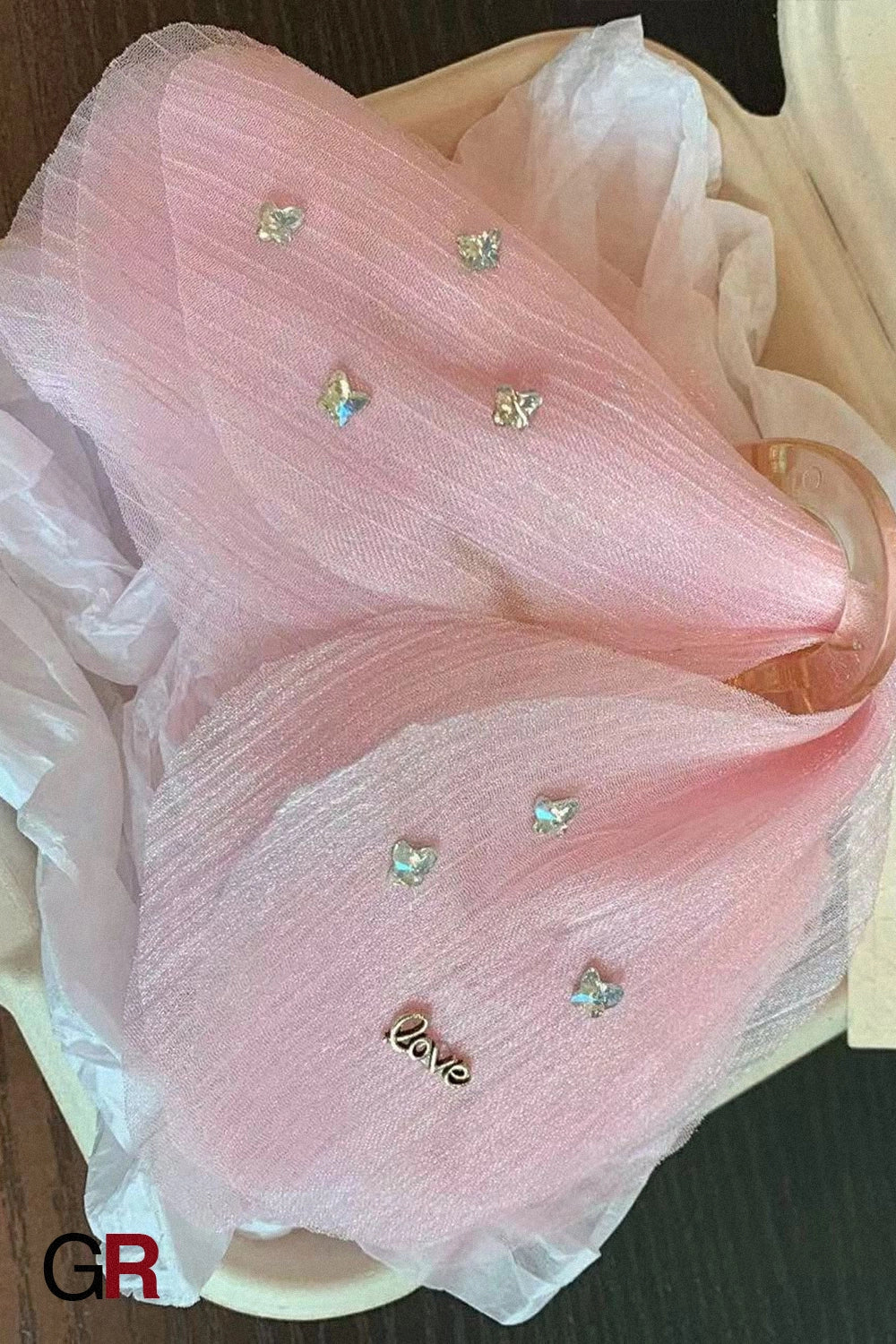 New Tulle Butterfly High-grade Headdress Barrettes Women's French Retro Simple Mesh Solid Color French Super Fairy Grip