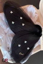 New Tulle Butterfly High-grade Headdress Barrettes Women's French Retro Simple Mesh Solid Color French Super Fairy Grip