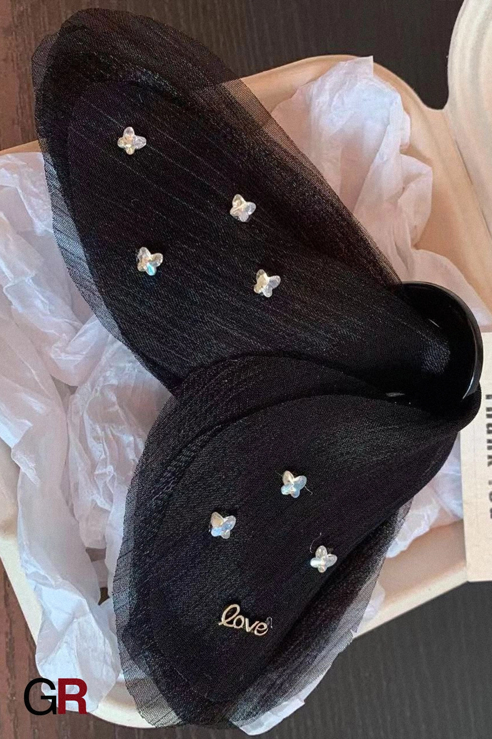 New Tulle Butterfly High-grade Headdress Barrettes Women's French Retro Simple Mesh Solid Color French Super Fairy Grip