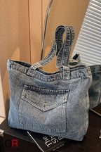 Denim Shoulder Bag Large Capacity Shopping Bag Tote Bag