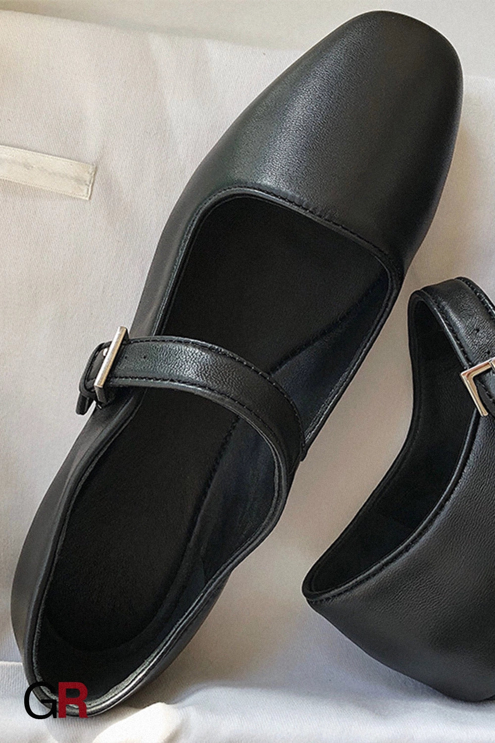 Retro Square Toe Mary Jane One-word Buckle Artistic Style All-match Flat Ballet Slipper