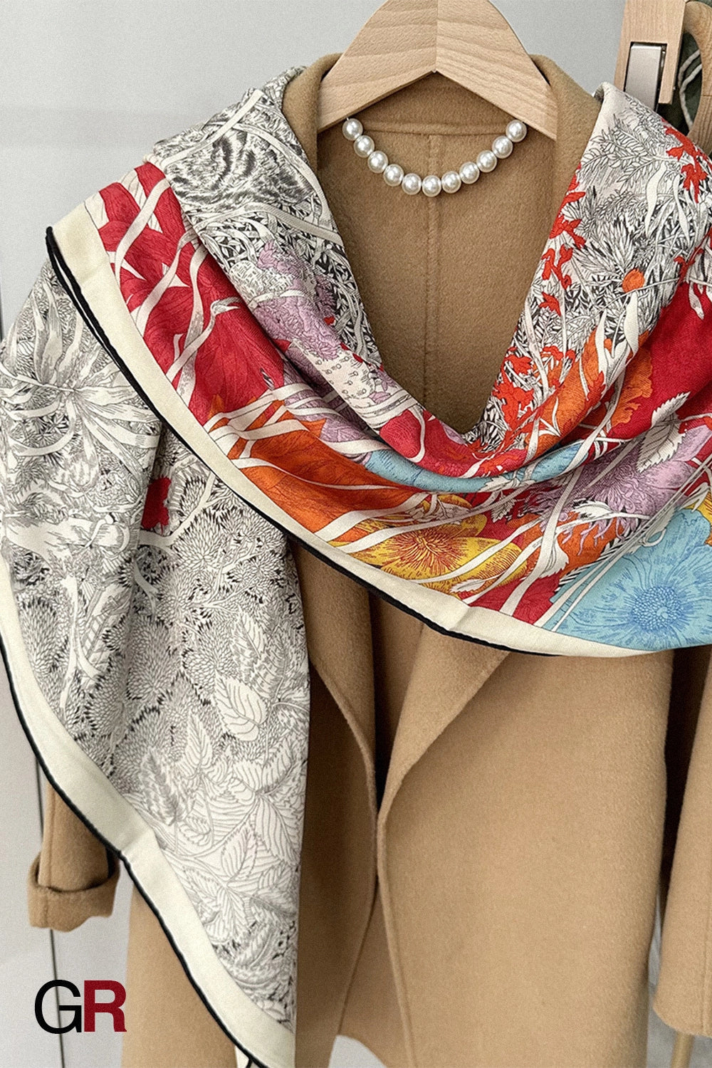 Return To Nature Duplex Printing Silk Wool Scarf