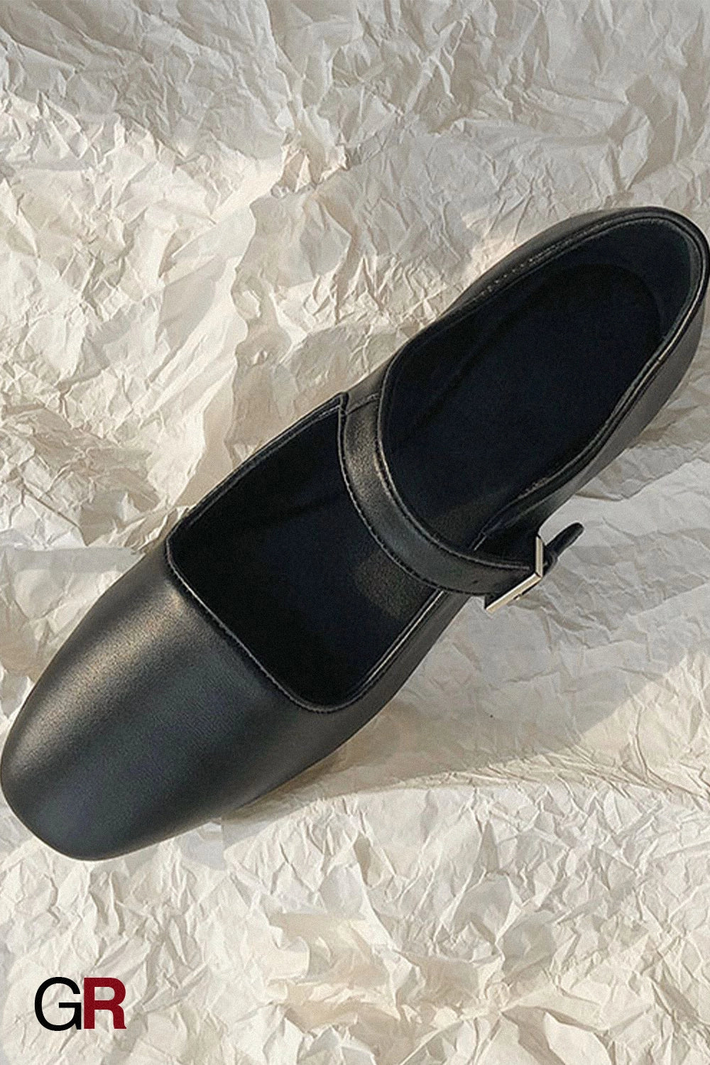 Retro Square Toe Mary Jane One-word Buckle Artistic Style All-match Flat Ballet Slipper