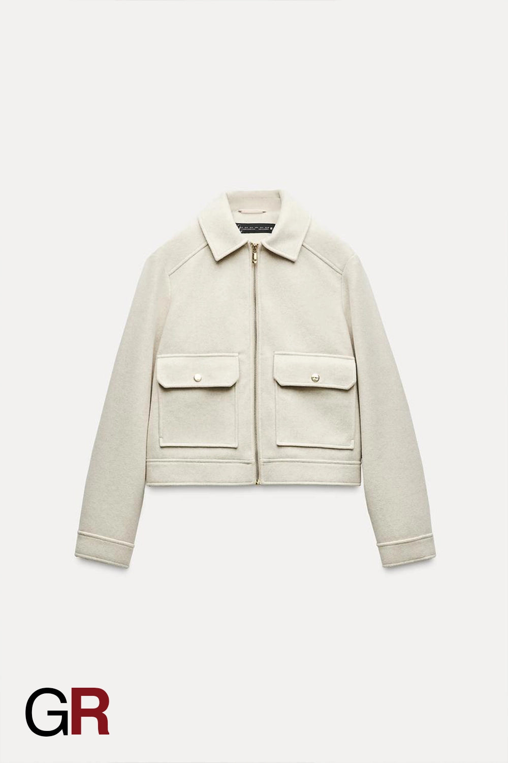 Lapel Woolen Zip White Pocket Coat - GlamoROZ