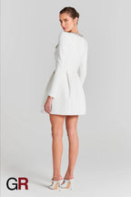 Floral Radiance Rhinestone White A-Line Dress - GlamoROZ