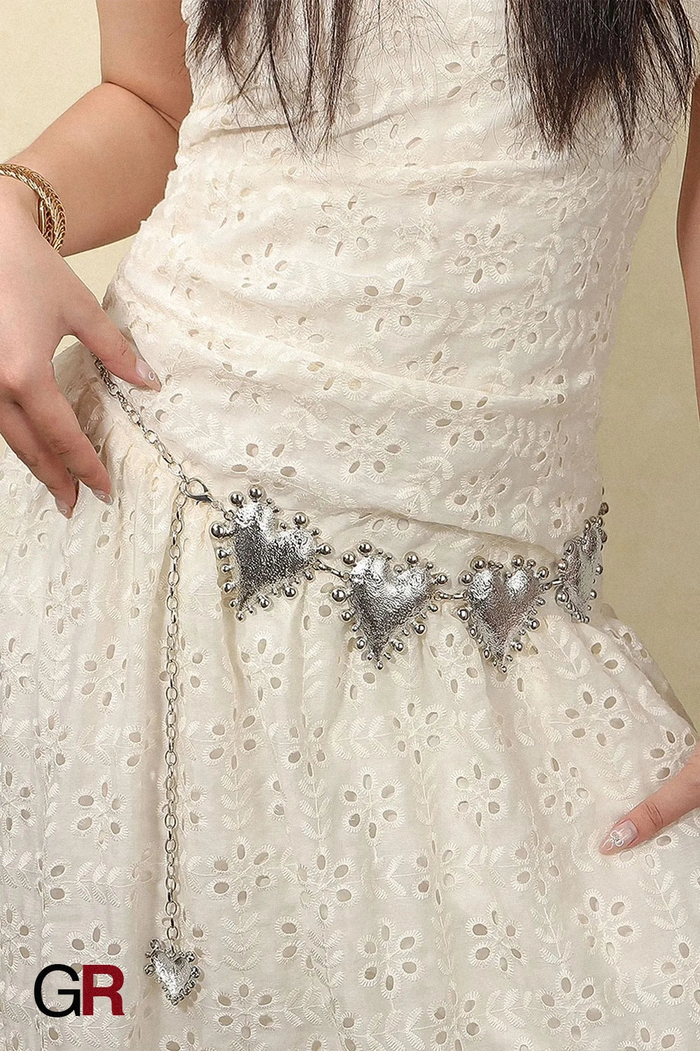 Metal Heart-shaped Retro Waist Chain Dress Decoration