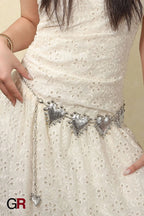 Metal Heart-shaped Retro Waist Chain Dress Decoration