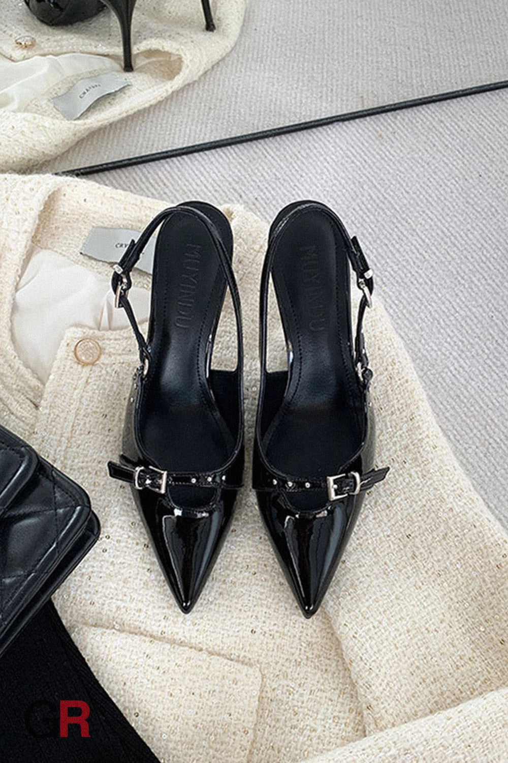 Élise Patent Slingback Pumps