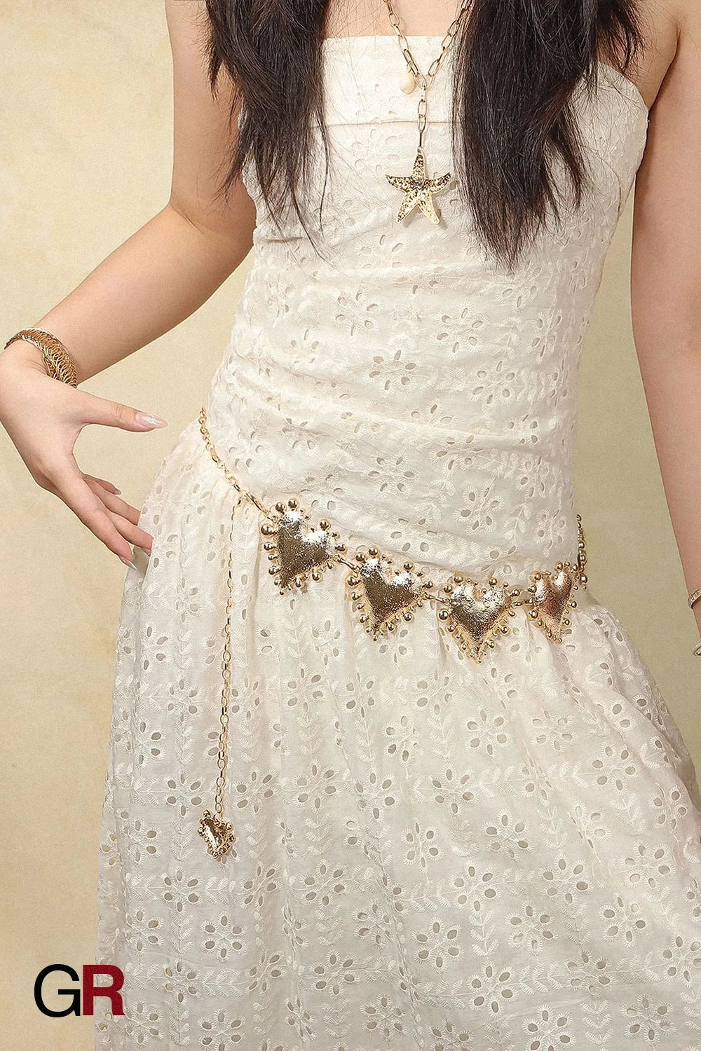 Metal Heart-shaped Retro Waist Chain Dress Decoration