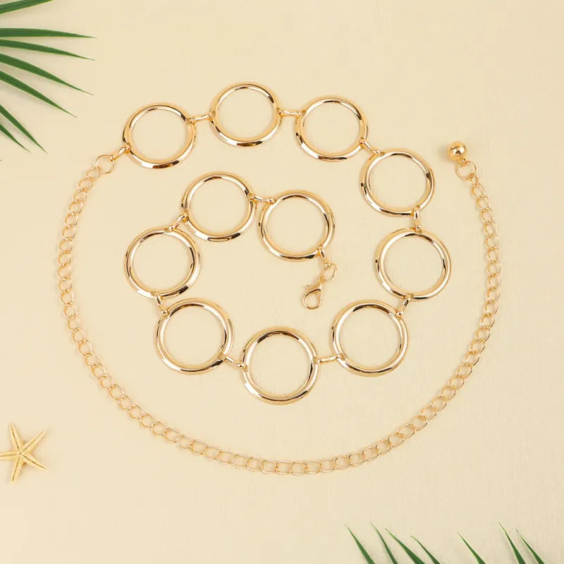 Luxury Circle Metal Waist Chain Belt - GlamoROZ