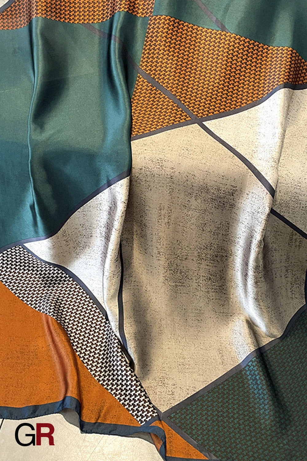 Houndstooth Color Matching New Silk Satin Scarf