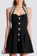Chic Halter Mini Dress for Women - GlamoROZ