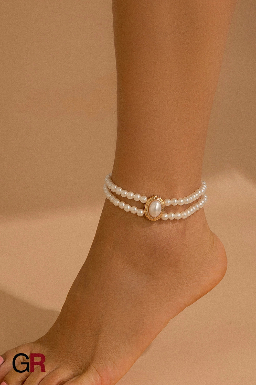 Baroque Grace Double-Pearl Anklet