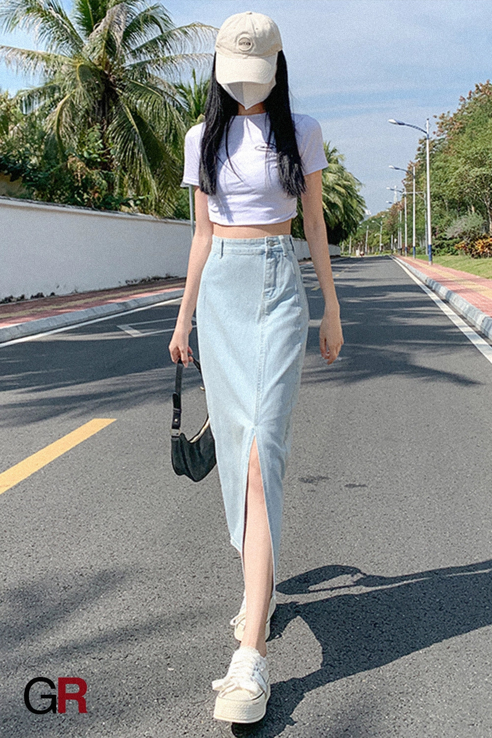 Split Denim Half Skirt Spring And Autumn Irregular Package Hip