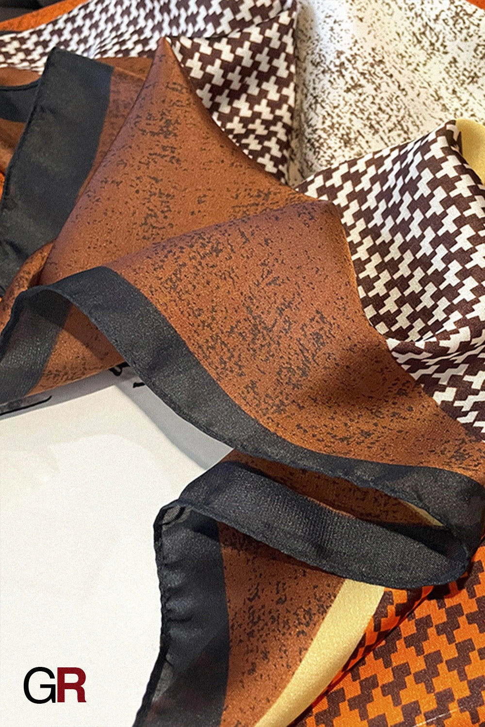 Houndstooth Color Matching New Silk Satin Scarf