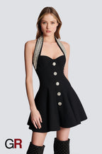 Chic Halter Mini Dress for Women - GlamoROZ