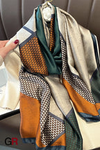 Houndstooth Color Matching New Silk Satin Scarf