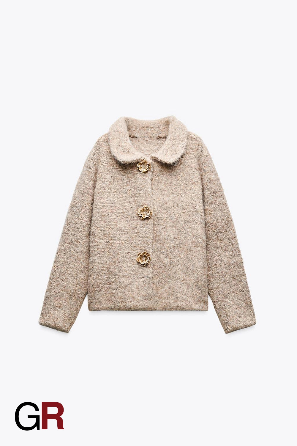 Floral Allure Row-Button Knitted Coat - GlamoROZ