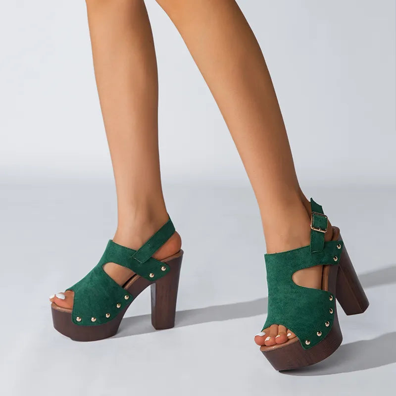 Serenity Solid High Heels Sandals - GlamoROZ