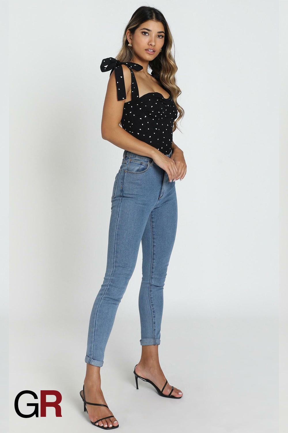Alluring Dots Strap Bodycon Top - GlamoROZ