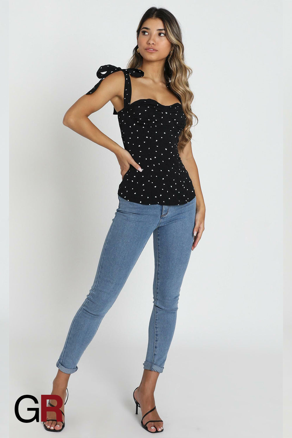 Alluring Dots Strap Bodycon Top - GlamoROZ