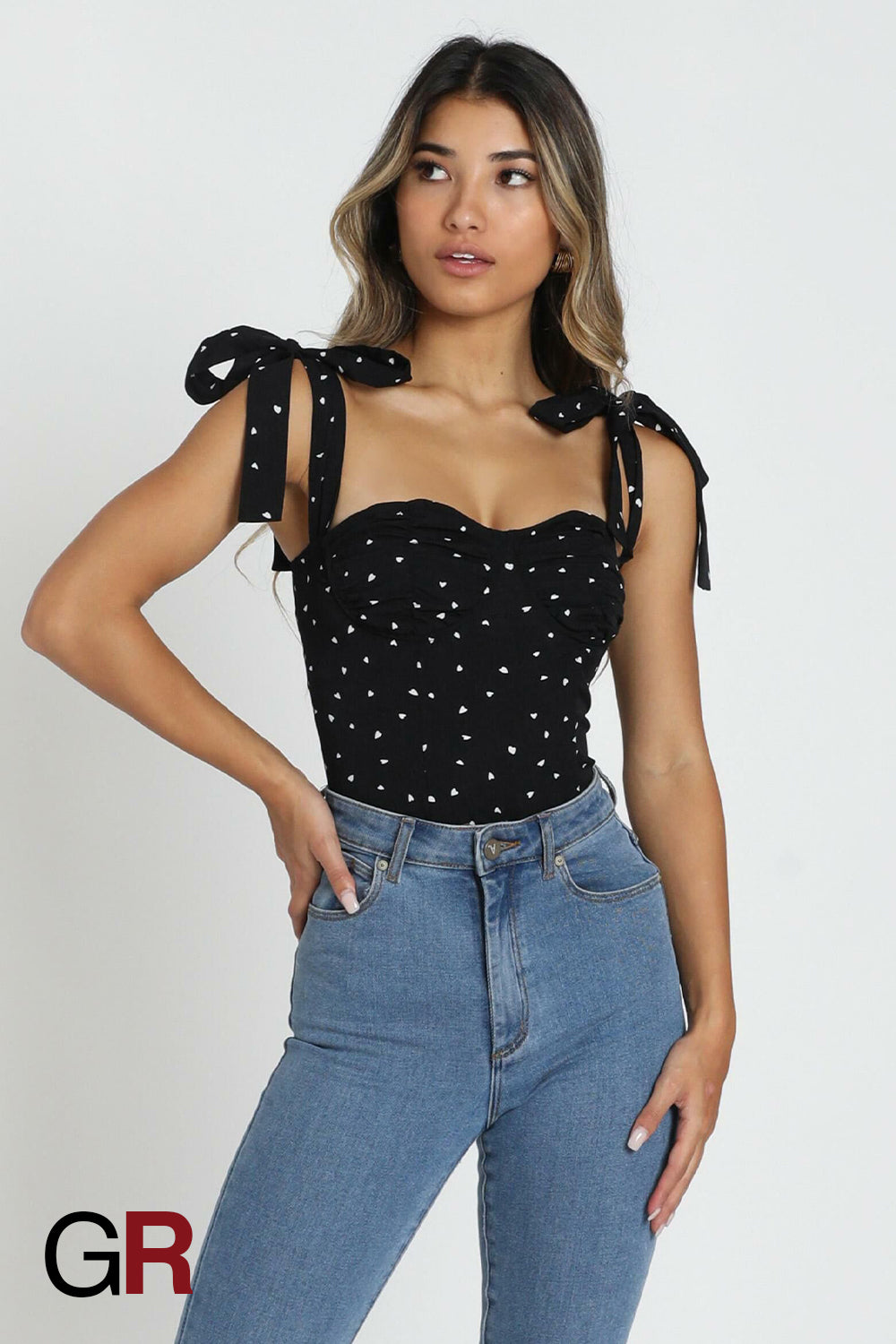 Alluring Dots Strap Bodycon Top - GlamoROZ