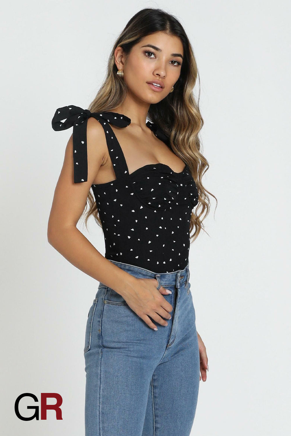 Alluring Dots Strap Bodycon Top - GlamoROZ