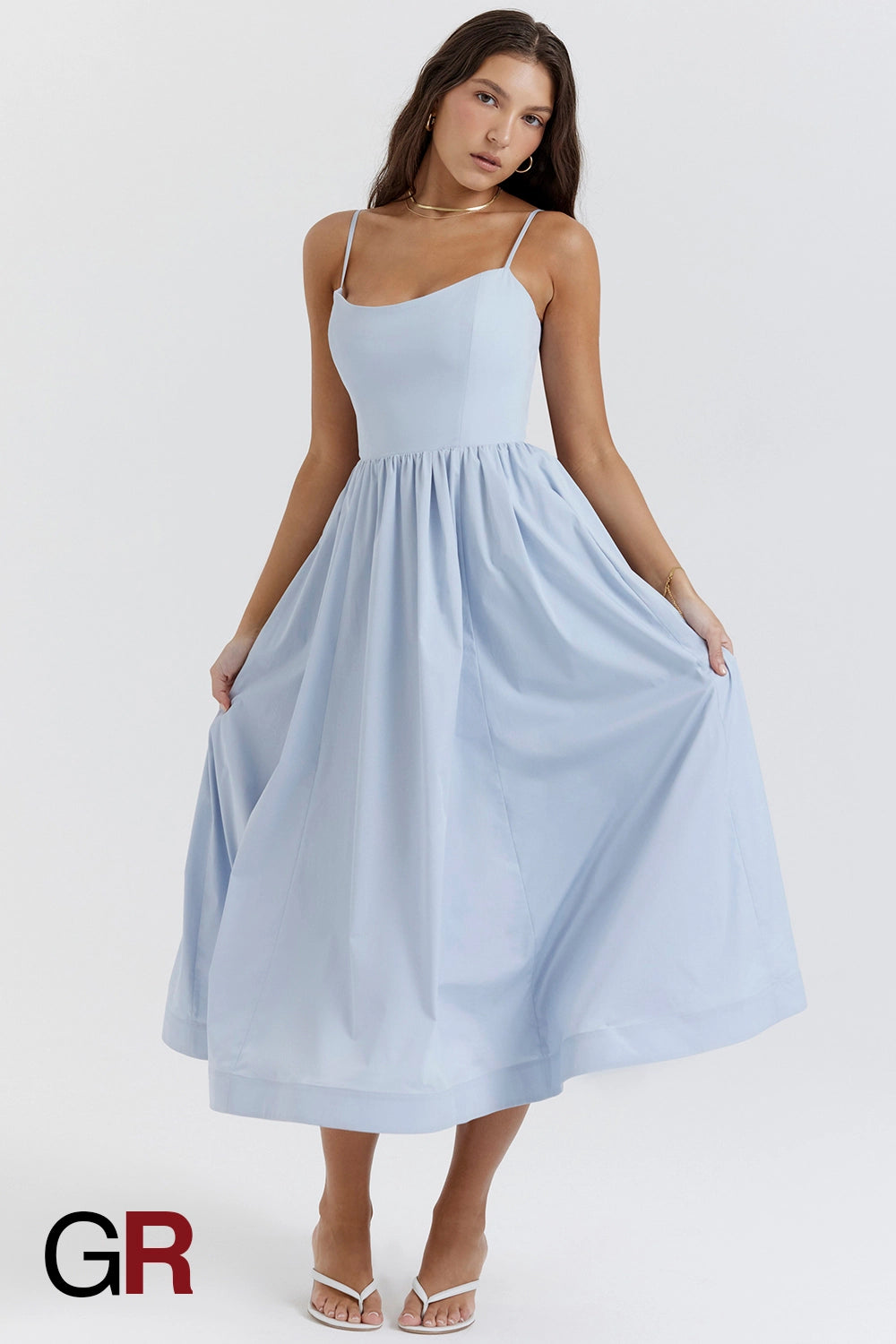 Vibrant Suspender Blue Dress - GlamoROZ