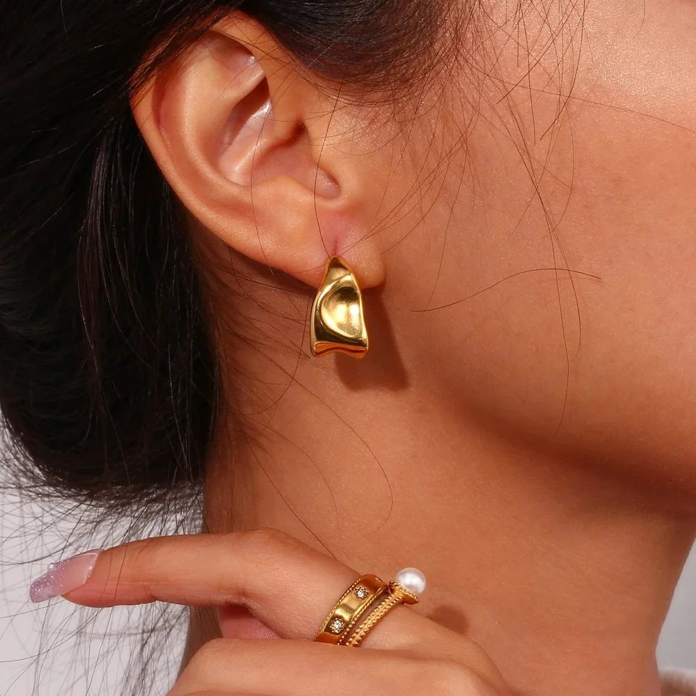 Golden Horizon Creole Earrings - GlamoROZ