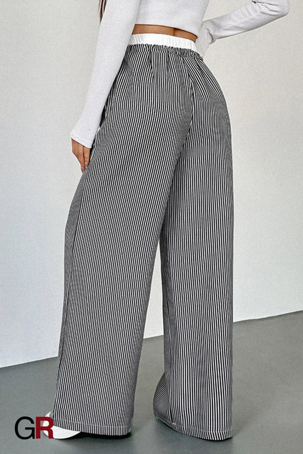 Women's Stitching Striped Casual Trousers