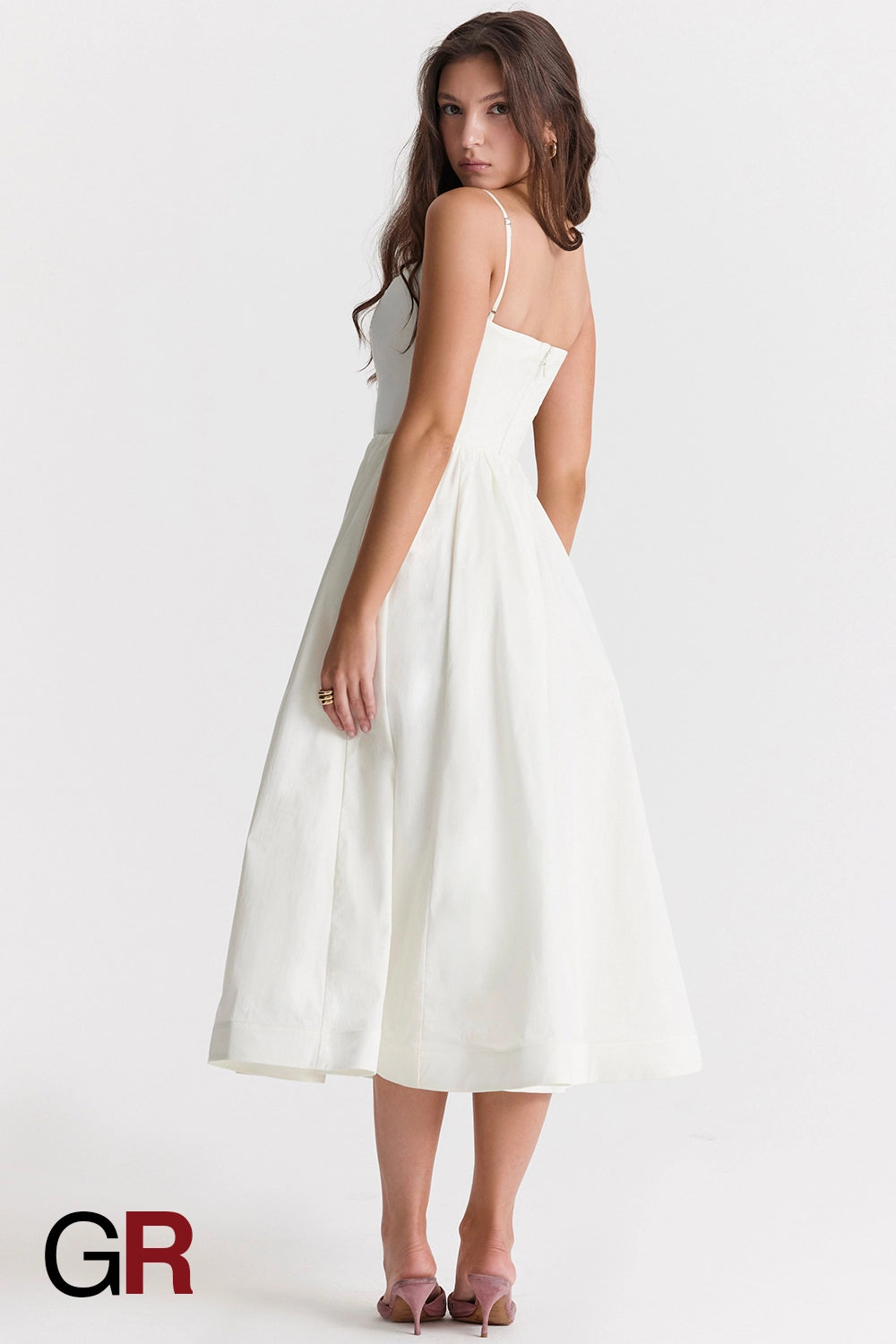 Vibrant Suspender White Dress - GlamoROZ