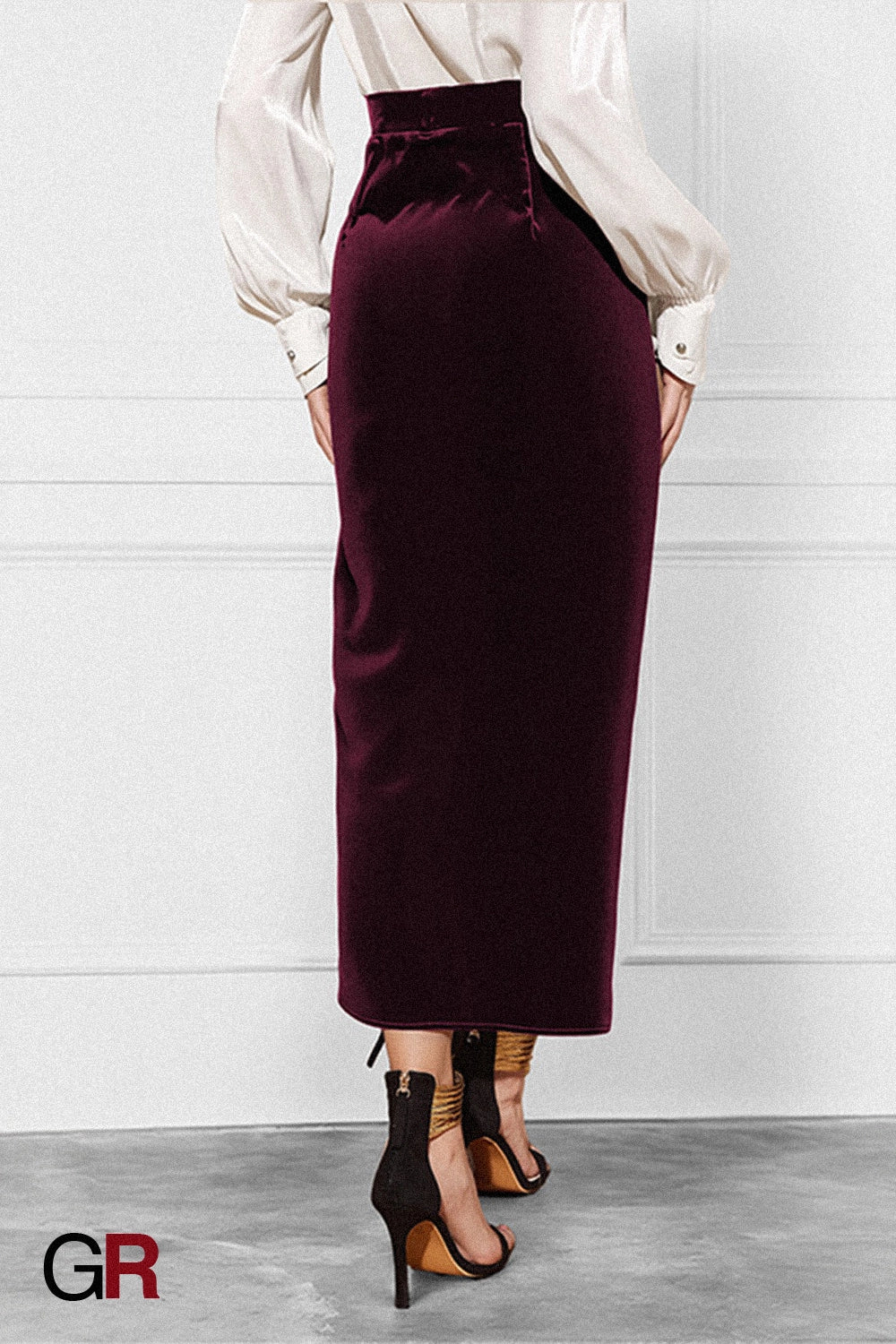 New Solid Color Twisted Skirt Temperament Commute Autumn And Winter Split Velvet Dress