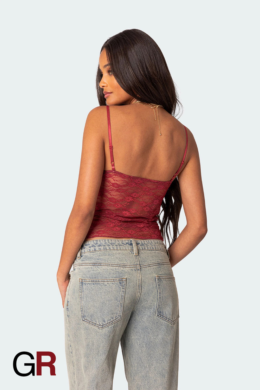 Vivid Charm V-Neck Bow Strap Red Top - GlamoROZ
