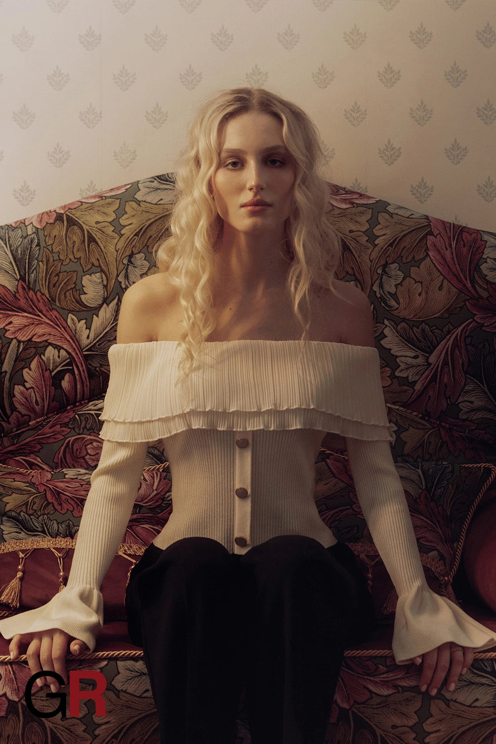 Opulent Beige Off-Shoulder Knitwear - GlamoROZ