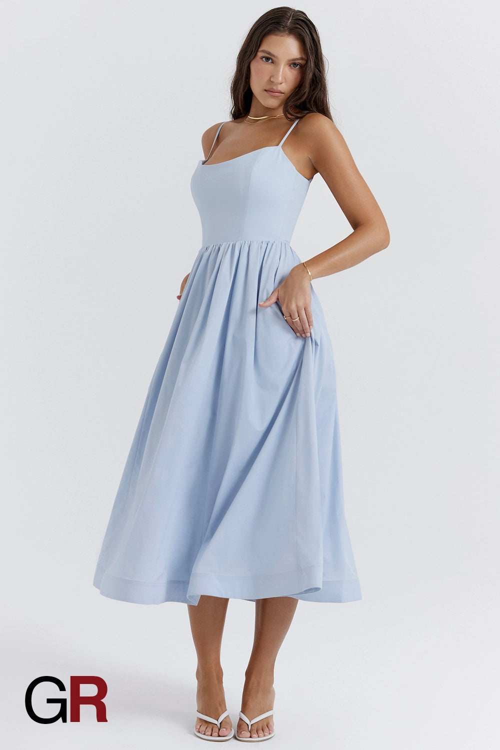 Vibrant Suspender Blue Dress - GlamoROZ