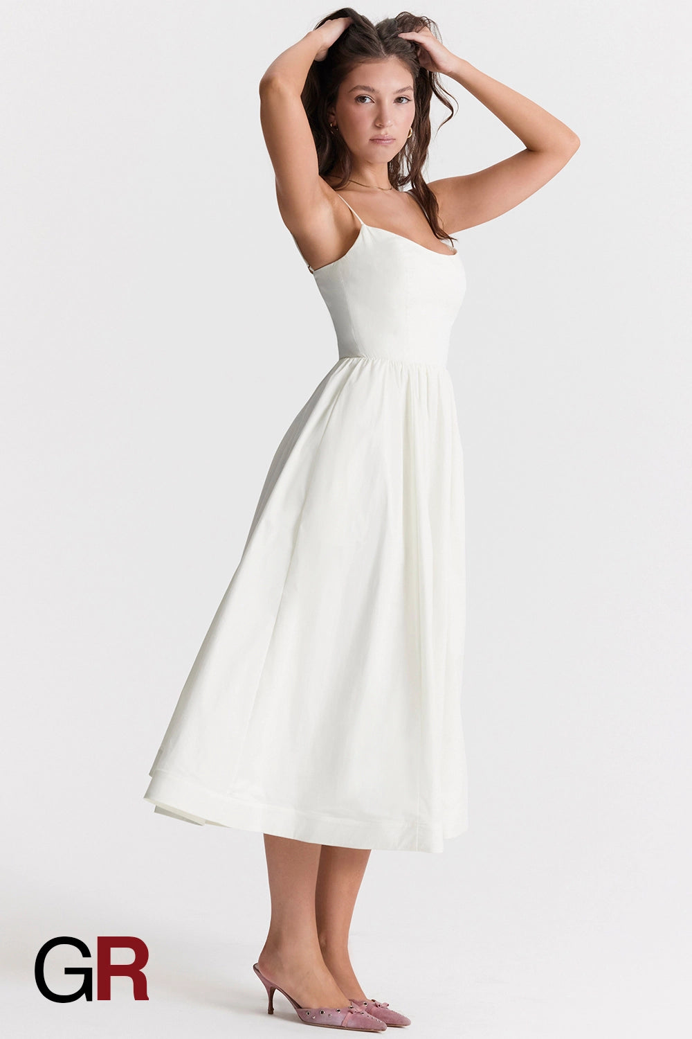Vibrant Suspender White Dress - GlamoROZ