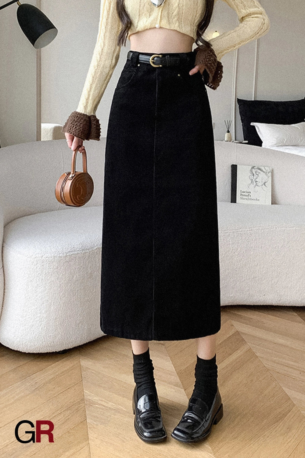 Skirt Retro High Waist A- Line Sheath Straight Skirt