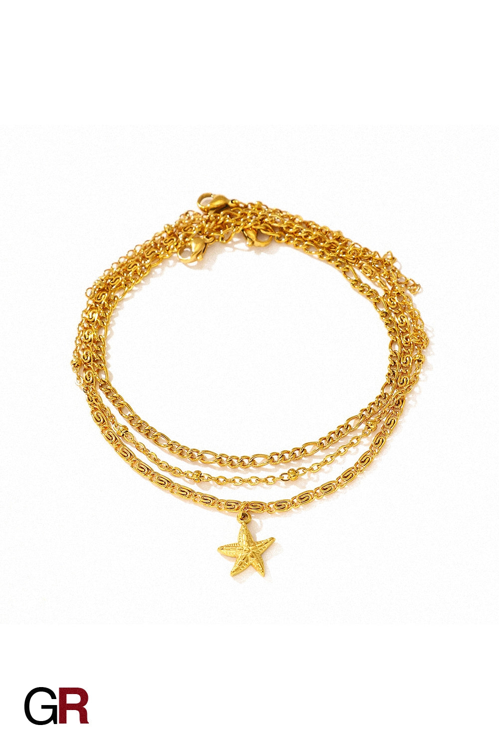 Golden Mare Layered Star Anklet