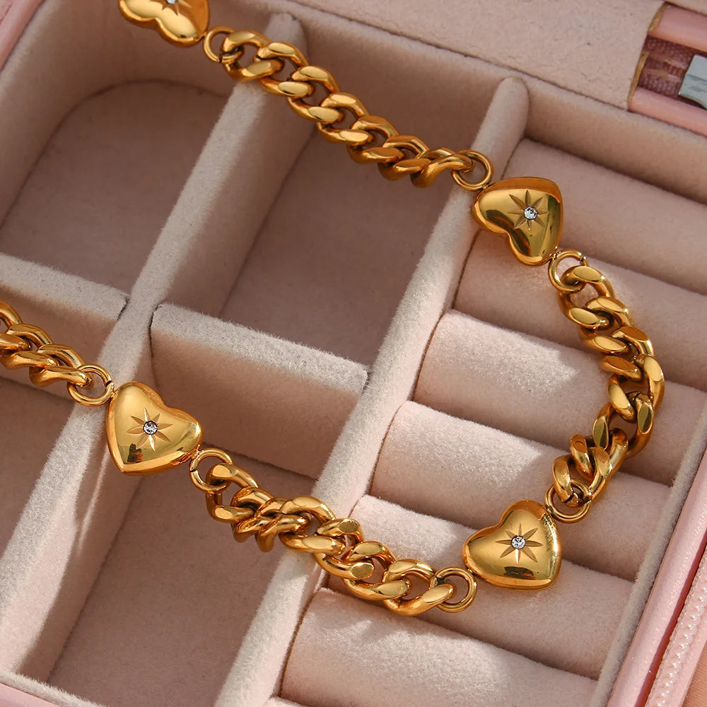 Golden Heartbeat Cuban Link Necklace - GlamoROZ