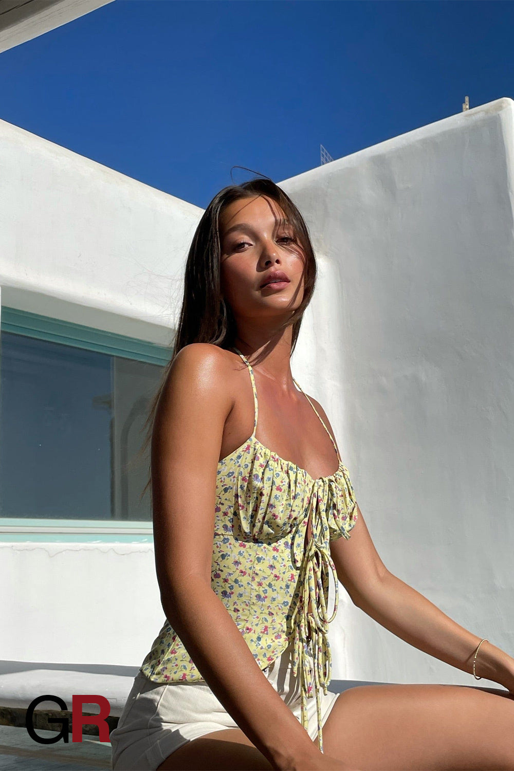 Floral Allure Wrap Tie Slim Top - GlamoROZ