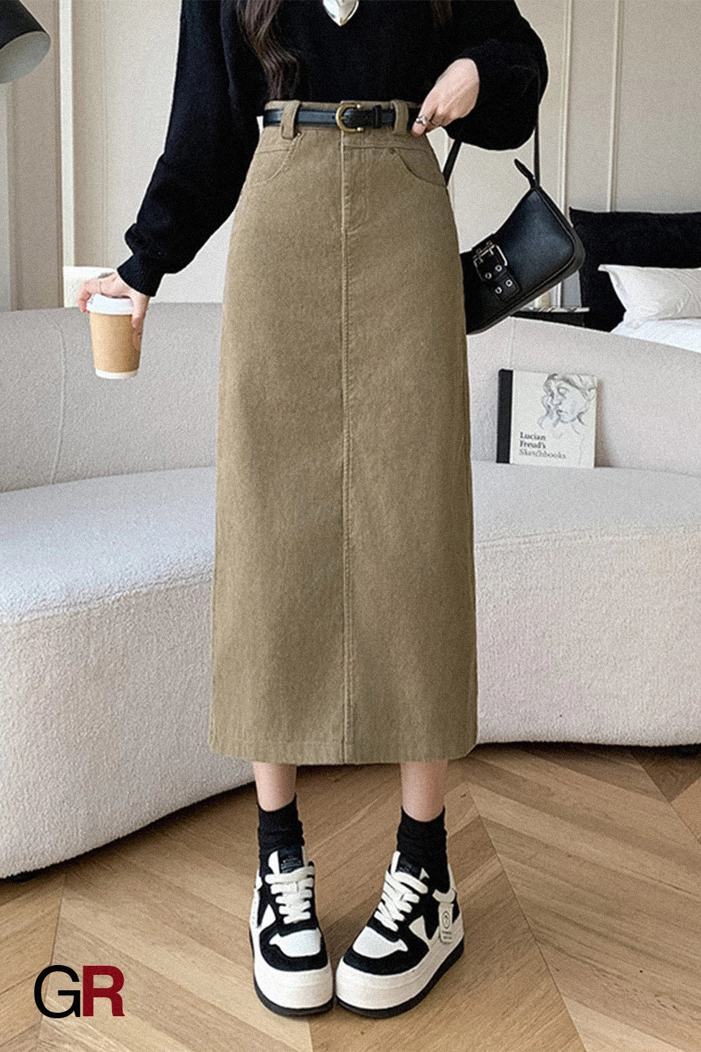 Skirt Retro High Waist A- Line Sheath Straight Skirt
