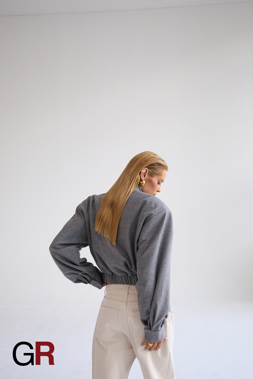 Gray Wool Stand Collar Coat - GlamoROZ