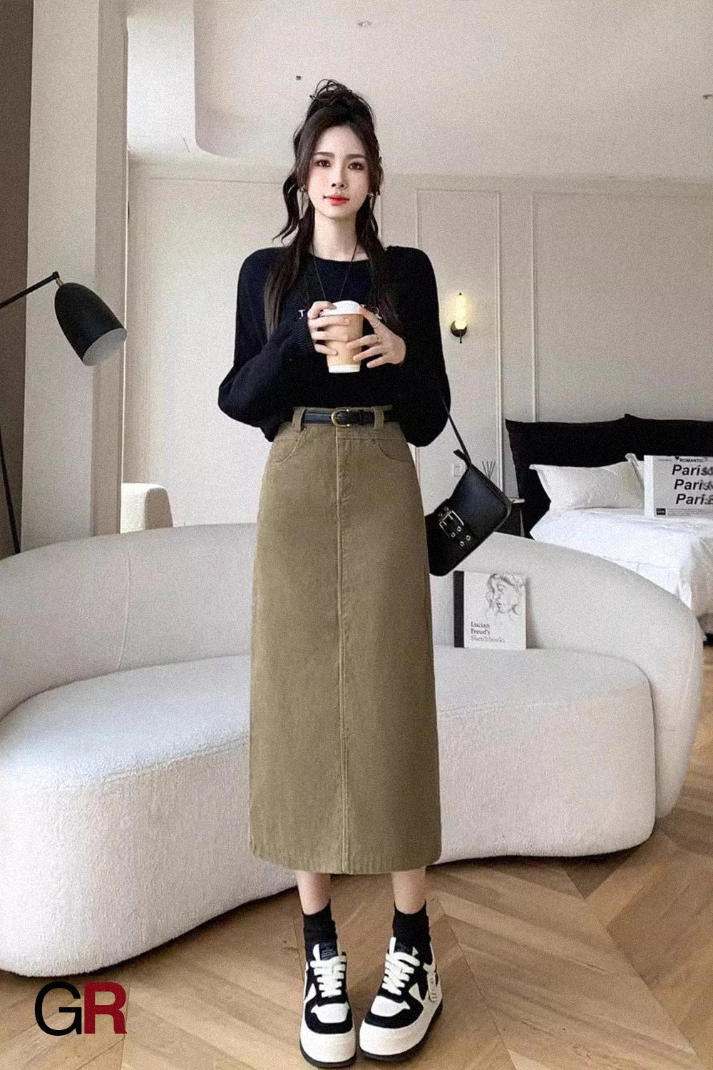 Skirt Retro High Waist A- Line Sheath Straight Skirt
