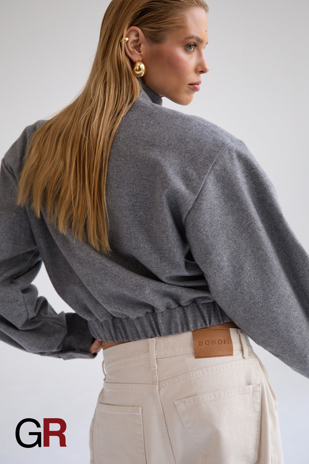 Gray Wool Stand Collar Coat - GlamoROZ