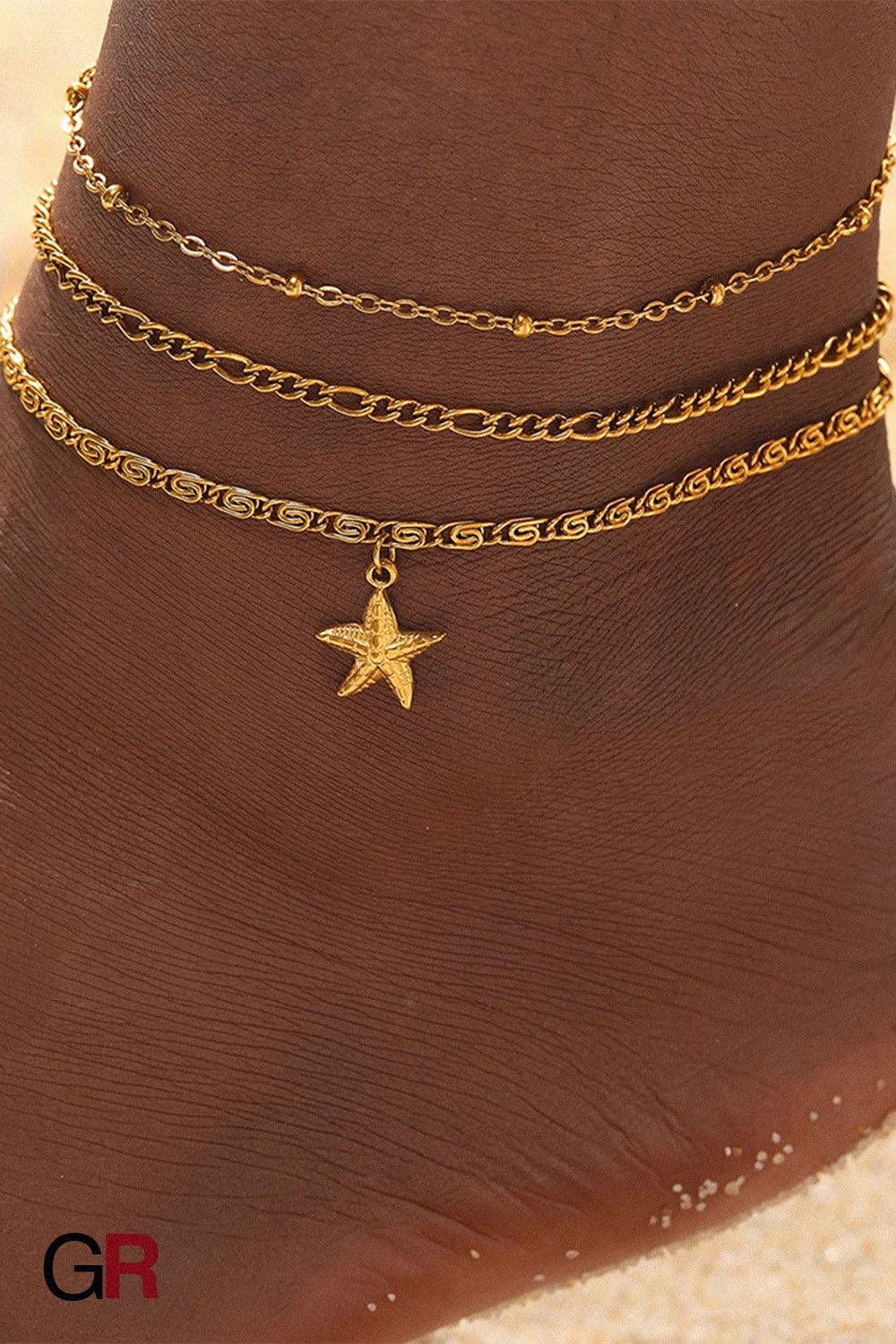 Golden Mare Layered Star Anklet