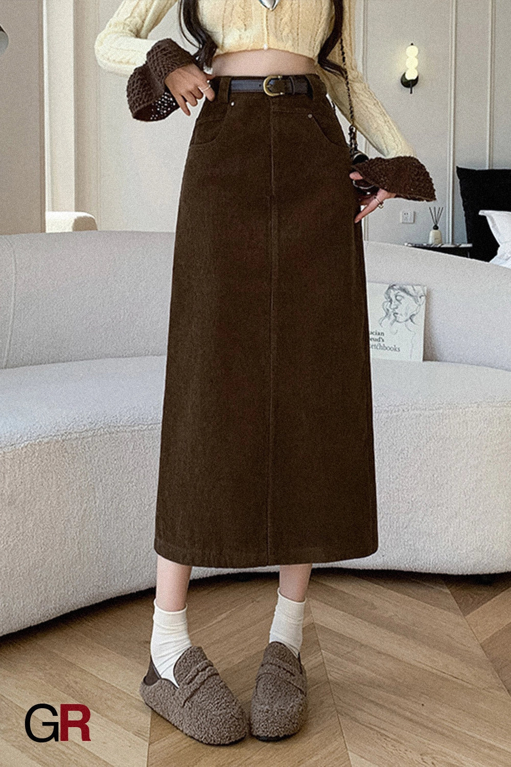 Skirt Retro High Waist A- Line Sheath Straight Skirt