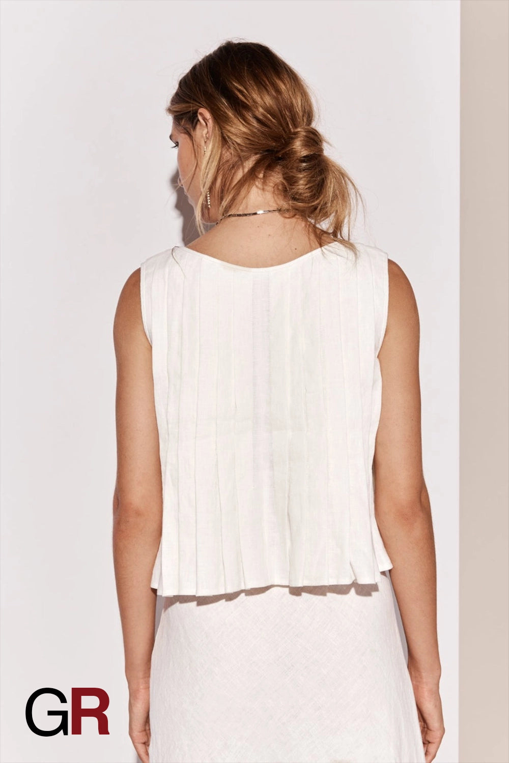 Serene Lace-Up White Cotton-Linen Shirt - GlamoROZ